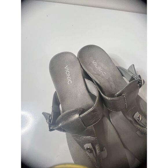 Vionic Ginger Silver Wedge Sandal Sz 9 - Picture 3 of 8